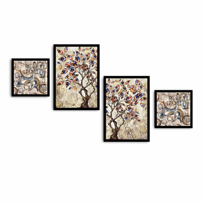 Wallity Cuadro Decorativo Enmarcado en MDF (4 Piezas)